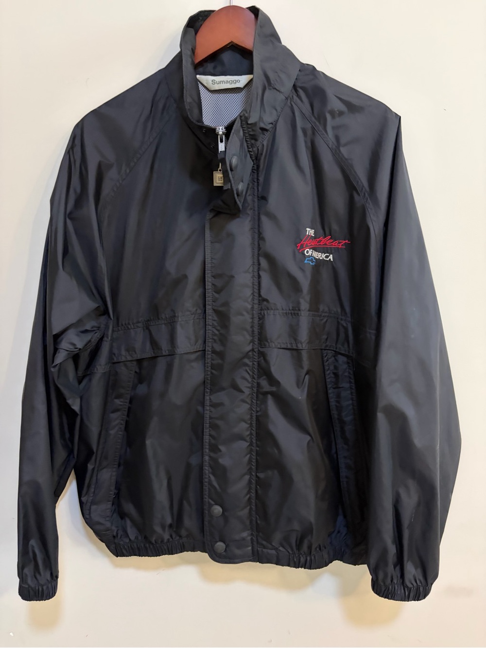 Vintage Chevrolet Heartbeat of America GM Windbreaker Jacket Black